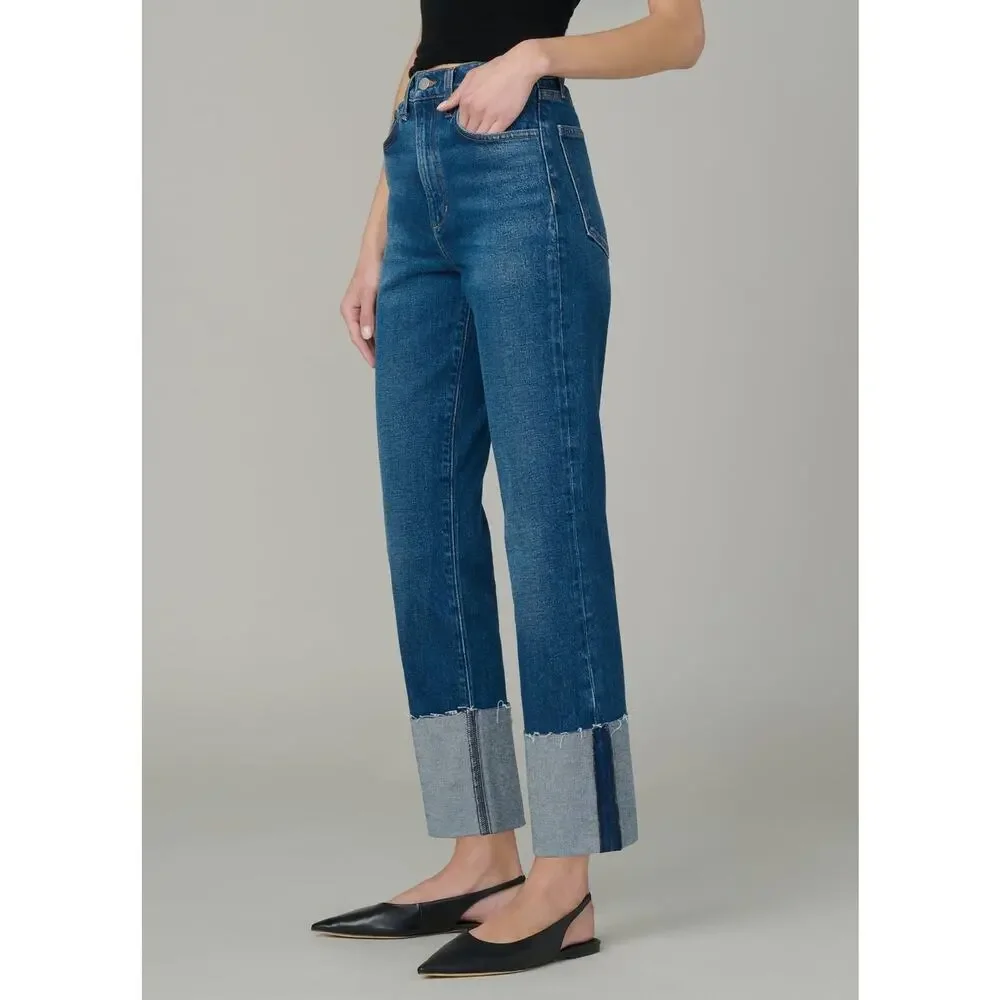 Joe's Denim high rise Straight jeans with raw hem, cuff - Picture 3 of 6